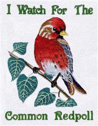 bird detailed machine digital embroidery - Common Redpoll perfect for Nature Diaries