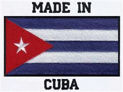 Cuban flag patch with a red triangle, white star, blue and white stripes, and 'MADE IN CUBA' text, suitable for machine embro
