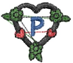 Dark Heart P - 4x4 heart quick stitch embroidery design for decorative pillow covers