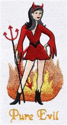 Devil Girl - 5x7 girl detailed machine embroidery design perfect for kitchen aprons