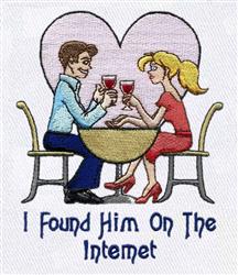 Drinking Couple - 5x7 heart detailed embroidery design for decorative pillow covers