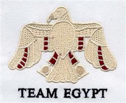 Detailed eagle with wings spread in cream and red accents, below bold text 'TEAM EGYPT', perfect for sports-themed embroidery