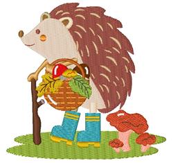 scene detailed machine embroidery - Fall Hedgehog Scene perfect for reusable tote bags
