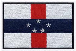 Realistic flag patch featuring red and blue stripes with five white stars, designed for machine embroidery.