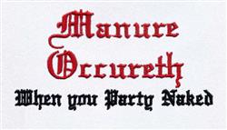 Playful text design with a humorous phrase in bold red and black font on a crisp white background.