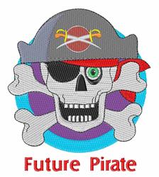 detailed halloween skull machine embroidery pattern - Future Pirate for reusable tote bags