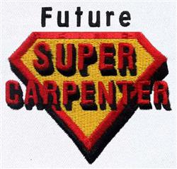 Bold text design 'Future SUPER CARPENTER' in red and yellow, featuring a diamond shape, ideal for kids' items.