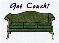 Playful design featuring a green couch with curved arms and bold text 'Got Couch?' above it.