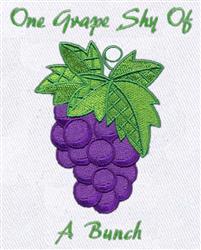 Colorful cluster of purple grapes with detailed green leaves, featuring playful text, perfect for kitchen towels.