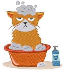 Grumpy Bath Time Kitten - 4x4 kitten detailed embroidery design for Bath Towels