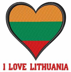 Heart shape in vibrant Lithuanian flag colors with bold 'I LOVE LITHUANIA' text, ideal for cultural celebrations.