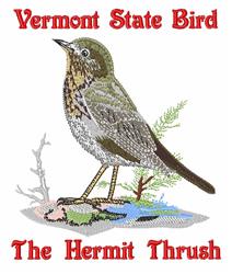 bird detailed machine digital embroidery - Hermit Thrush perfect for kitchen tea towels