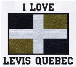 Flag design representing Levis, Quebec, with a bold black background and vibrant green and white elements. Features strong te