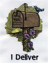 Mailbox Bird - 4x4 bird detailed machine embroidery design perfect for kitchen aprons