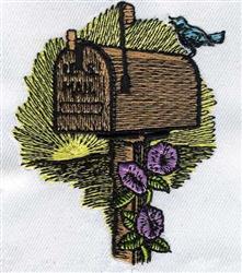 Mailbox Bird - 4x4 bird detailed machine embroidery design for decorative pillow covers
