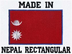 Nepal flag design featuring bold red background, white text, and national emblem, ideal for machine embroidery.