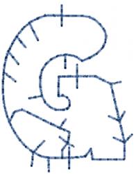 quick stitch letter machine embroidery pattern - Patchwork Letter G for Lunchboxes