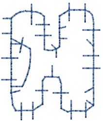 Patchwork Letter H - 4x4 letter quick stitch embroidery design for decorative pillow covers