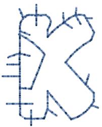 Patchwork Letter k - 4x4 letter quick stitch embroidery design for cute baby onesies