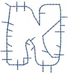 letter quick stitch machine embroidery - Patchwork Letter N for decorative pillow covers