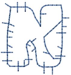 Patchwork Letter n - 4x4 letter quick stitch embroidery design for cute baby onesies