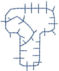 quick stitch letter machine embroidery pattern - Patchwork Letter T for kitchen aprons
