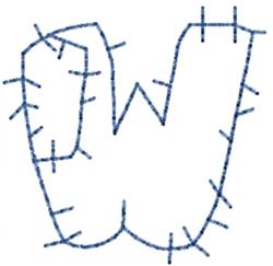 Patchwork Letter W - 4x4 letter quick stitch embroidery design for reusable tote bags