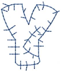 quick stitch letter machine embroidery pattern - Patchwork Letter Y for kitchen aprons