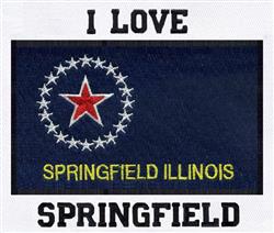Embroidered patch featuring a red star on a dark blue background with 'I LOVE' and 'SPRINGFIELD' in yellow text.