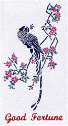 bird detailed machine embroidery - Peacock Cherry Tree perfect for kitchen tea towels