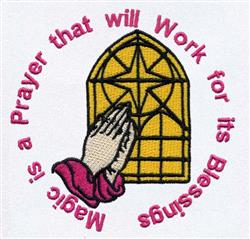 hand detailed machine digital embroidery - Praying Hands perfect for reusable tote bags