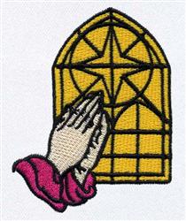 detailed hand machine embroidery pattern - Praying Hands perfect for reusable tote bags