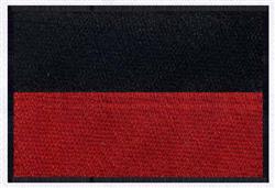 Rectangle patch with a solid black top half and red bottom half, featuring a clean, modern look.