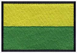 Rectangle patch featuring a simple design split into bright yellow and rich green halves with a black border.