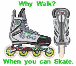 Roller Skates - 5x7 skate detailed machine embroidery design perfect for Backpacks