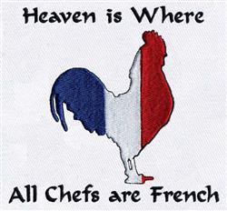 Colorful rooster silhouette in French flag colors with humorous text, perfect for kitchen decor.