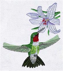 bird detailed machine embroidery - Ruby Throated Hummingbird for decorative pillow covers