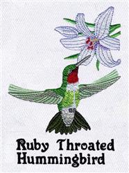 detailed bird machine embroidery pattern - Ruby Throated Hummingbird for Greeting Cards