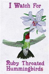 bird detailed machine embroidery - Ruby Throated Hummingbird for Spring Apparel
