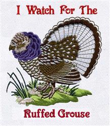 bird detailed machine digital embroidery - Ruffed Grouse perfect for reusable tote bags