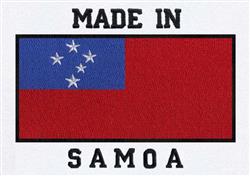 Samoa flag featuring red background, five white stars, and bold text 'MADE IN SAMOA' in vibrant colors.