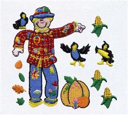 pumpkin detailed machine digital embroidery - Scarecrow perfect for reusable tote bags