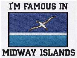 Bold text 'I'm famous in' with a seagull above vibrant blue ocean waves, perfect for nautical-themed decor.