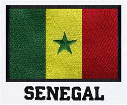 Realistic Senegal flag with vibrant green, yellow, and red stripes, central green star, embroidered proudly.