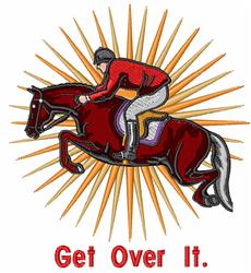 detailed jumping machine embroidery pattern - Show Jumping for kitchen tea towels