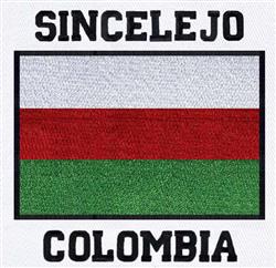Vibrant flag of Sincelejo, Colombia with bold red, white, and green stripes. 'SINCELJO' and 'COLOMBIA' outlined in black.