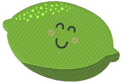Playful lime character with a smiling face, rosy cheeks, and shiny details in vibrant green, perfect for cheerful kitchen dec