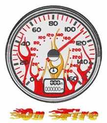 fire detailed machine embroidery - Speedometer On Fire for patchwork quilt blocks