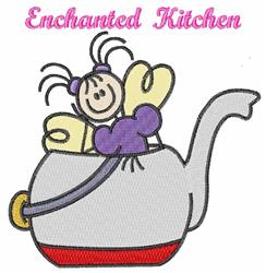 Playful teapot with smiling character in purple gloves, light gray with red base, vibrant kitchen decor.