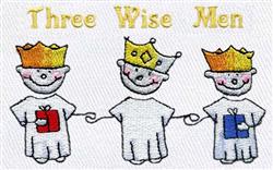 Three Wise Men - 5x7 men detailed machine embroidery design for reusable tote bags